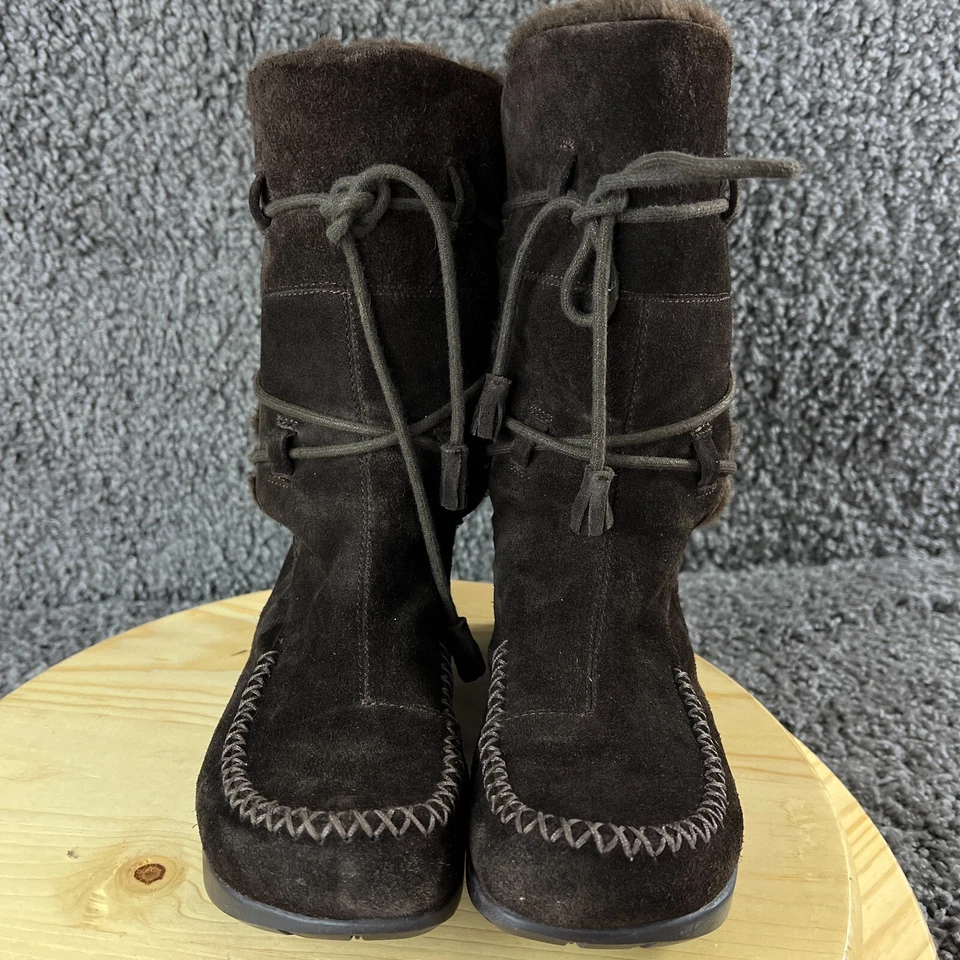 Bota de cuero Earth Kalso Montage Beaver nobuck para mujer 6,5B forrada de piel marrón Foto 2 de 4
