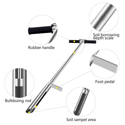 Soil Sampler Probe T-Style 304 Stainless Steel Lab Test Tool Garden Scoop 50''