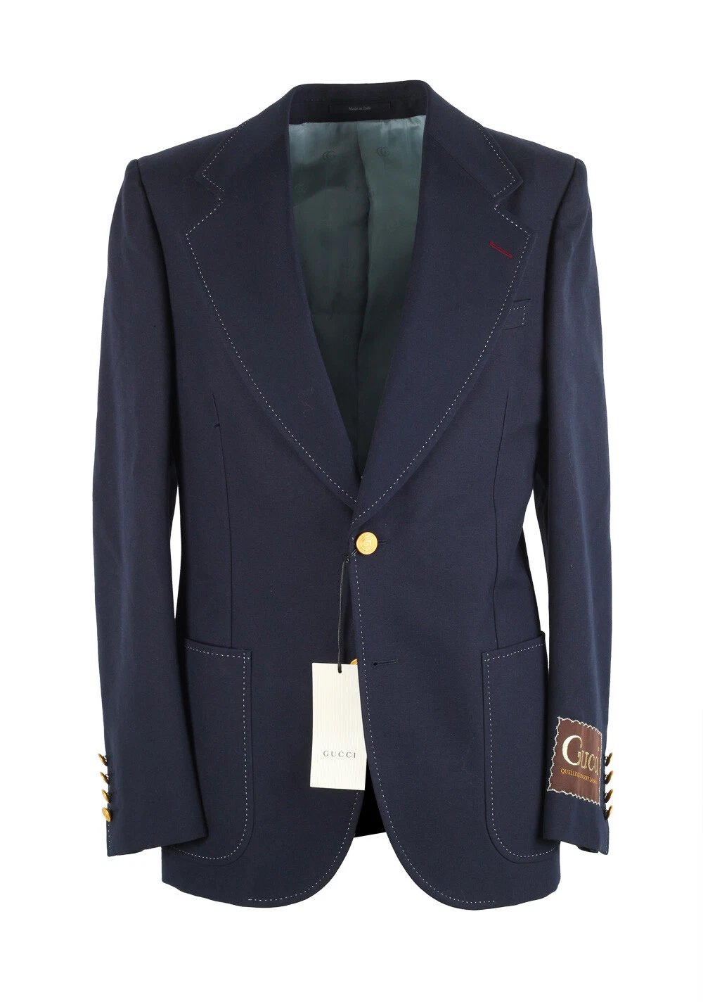 Cappotto sportivo blazer blu Gucci taglia 54 IT 44R U.S. nuovo con etichette