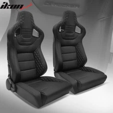 Universal X2 Big Style Reclinable Racing Seat + Dual Slider BK PU&Carbon Leather