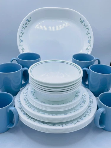 Corelle Country Cottage 31 pc Dinnerware Set w/Lunch Plates Platter Mugs Serve 6