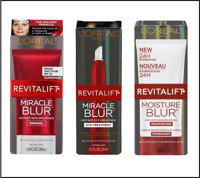 Loreal Revitalift Miracle Moisture Blur Instant Skin Eye Smoother 1oz YOU CHOOSE