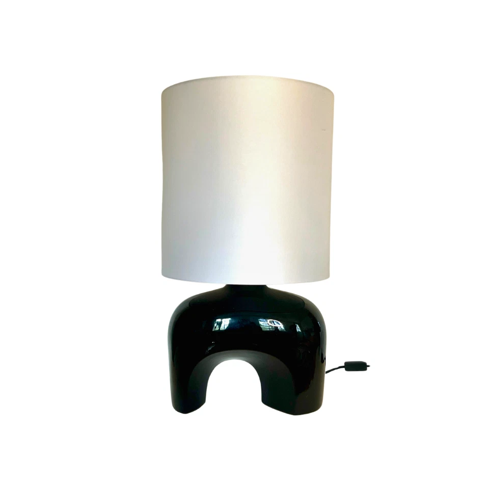 Cb2 Table Lamp Black Base White Shade 2022 Modernist  - Image 3 of 4