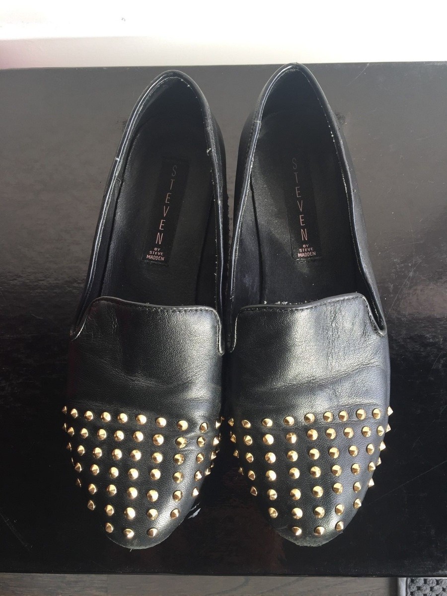 STEVEN Steve Madden Women's Melter Gold Studded Leather Loafer