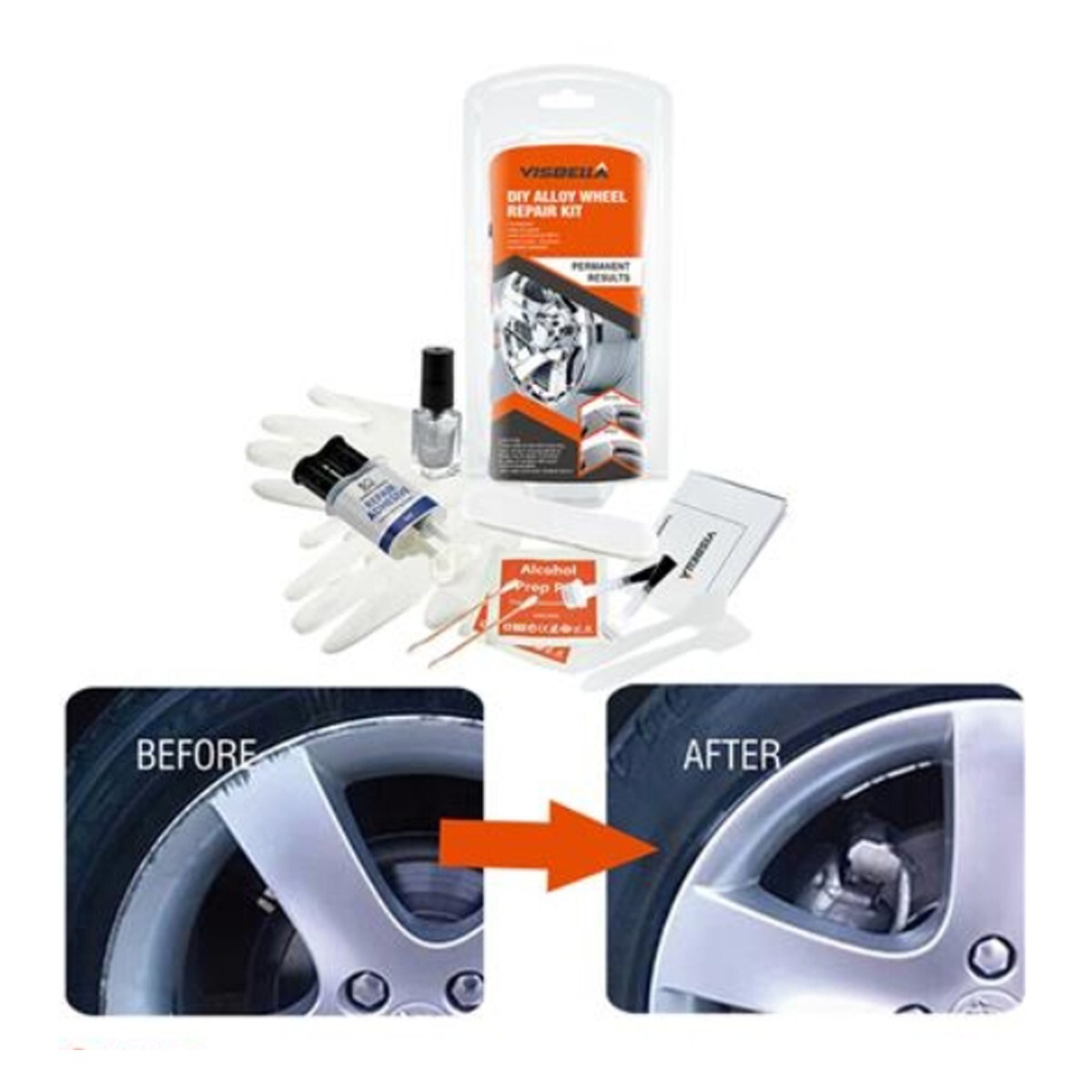 Robertagor Visbella - Kit Riparazione Ripara Recupera Cerchi in Lega Auto Suv Moto Cerchioni Graffi - Miniatura 2