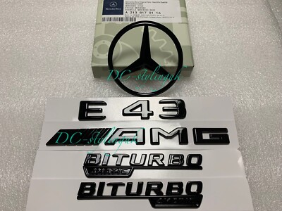 Glanz Schwarz Heck Stern Emblem & Embleme für Mercedes E43 AMG W213 2016+ Limousine