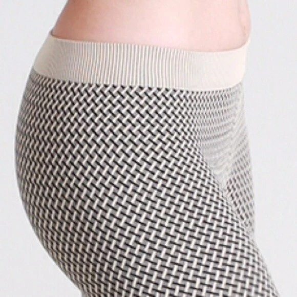 New Beige Checkered Weave Soft and Stretchy Premium Leggings - Image 2 of 2
