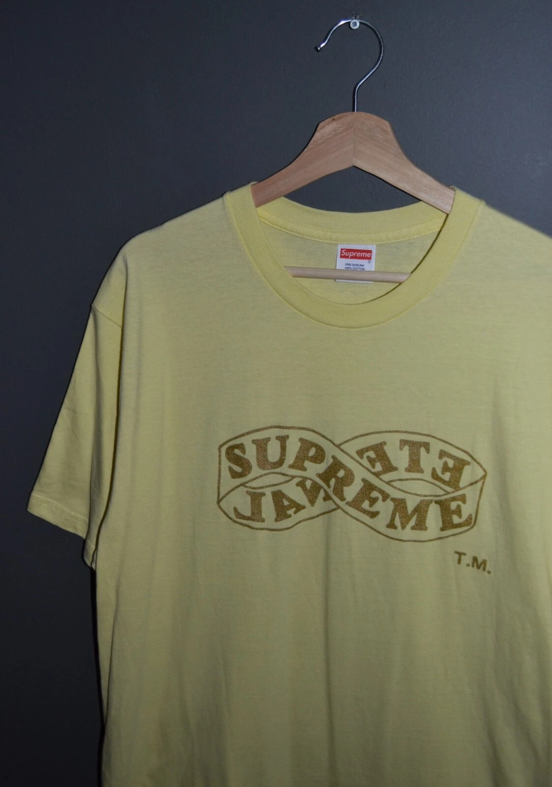 Tee shirt Supreme Eternal jaune doré L FW18 T shirt infini