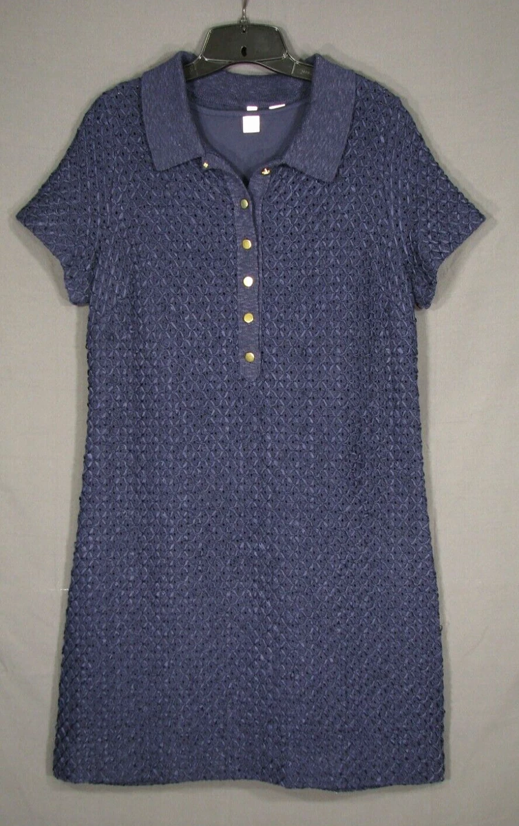 MOTH Anthropologie NAVY Airy Knit WOVEN RIBBON Short Sleeve