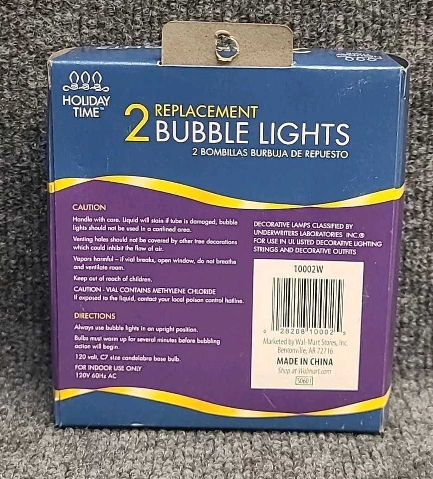 Holiday Time Bubble Lights Replacement Package Of 2 Candelabra Base C7