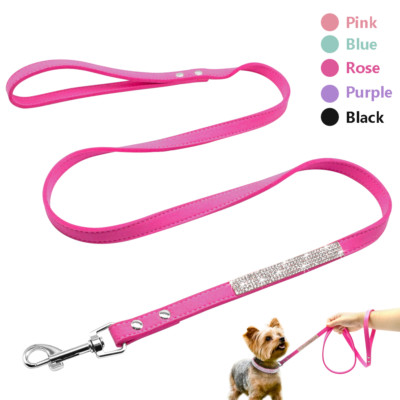 Bling Rhinestone Dog Leash - Soft Suede Style Leash For Small Dogs Like Chihuahuas