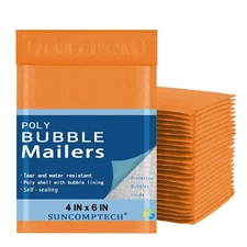 500 #0000 4x6 Color Economy Poly Bubble Padded Envelopes Mailers Bag Orange