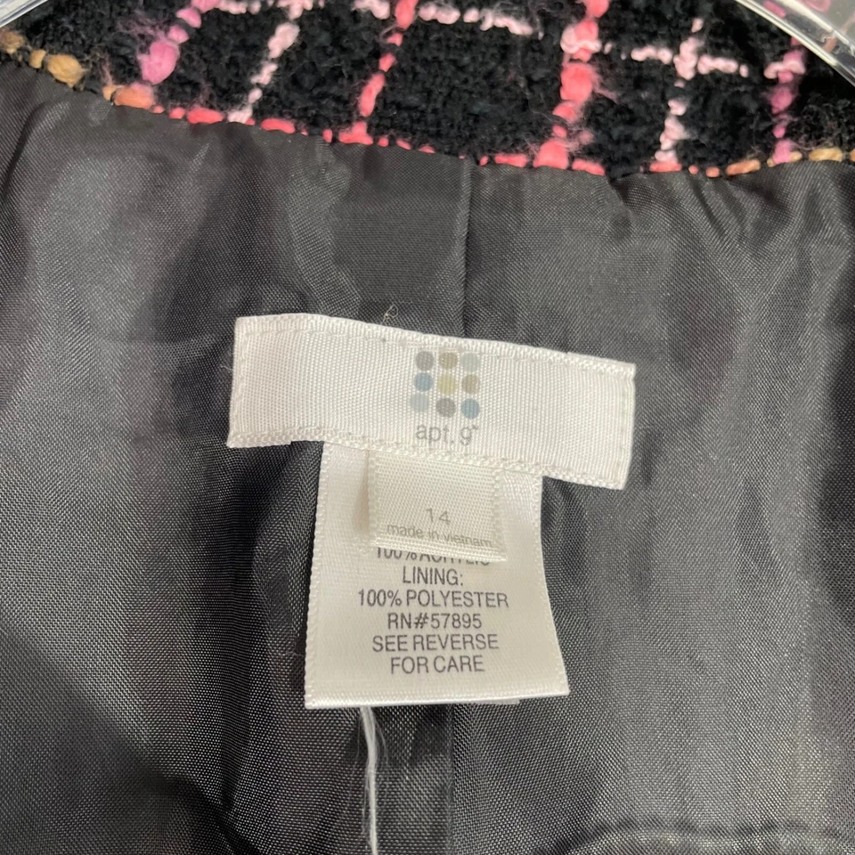 Abrigo chaqueta a cuadros Apt.9 negro rosa con botones 100 % acrílico para mujer talla 14 Foto 4 de 4