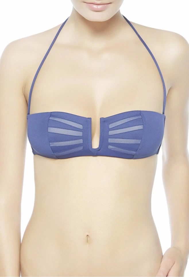 NWT LA PERLA Dunes Mesh-trimmed Bikini Laser Cut Tulle 8 B 12 US Swimsuit Blue - Image 2 of 4
