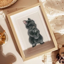 Original Watercolor Baby Rabbit 5x7 Painting Unique Artwork Small Wall Art