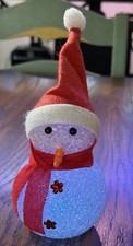 LED Lighted Color Changing Soft Gel Snowman With Scarf hat Figure Christmas