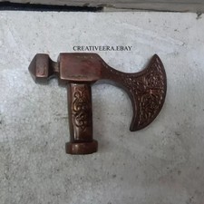Brass Designer Axe Head Handle Only Victorian Wooden Walking Stick cane Gift