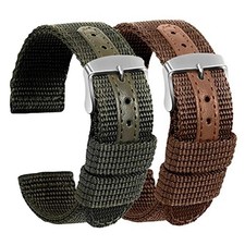 Nylon Canvas Woven Watch Strap Band Soft Leather Universal Sport Men Women ==UK