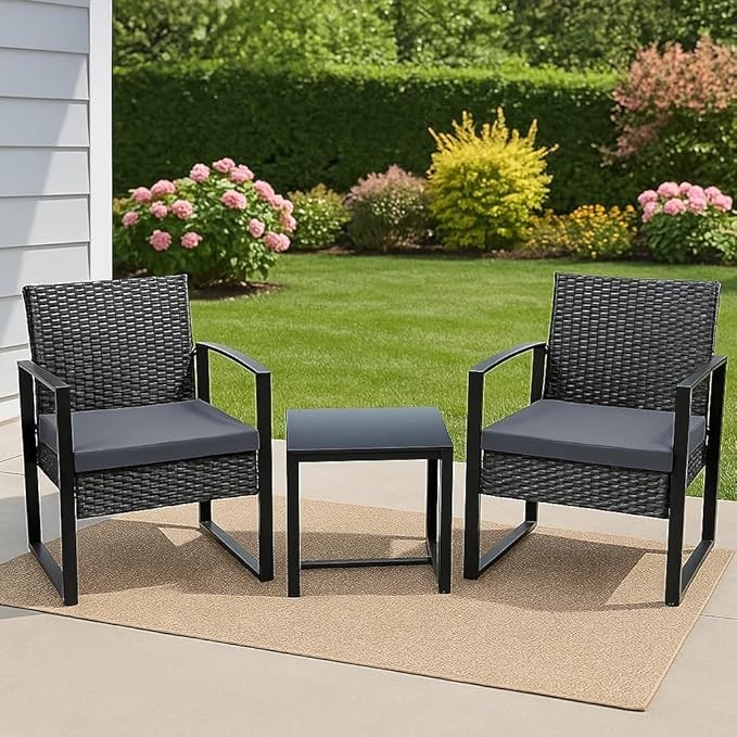 4 Piece Garden Rattan Furniture Table Chairs Sofa Wicker Outdoor Patio Set