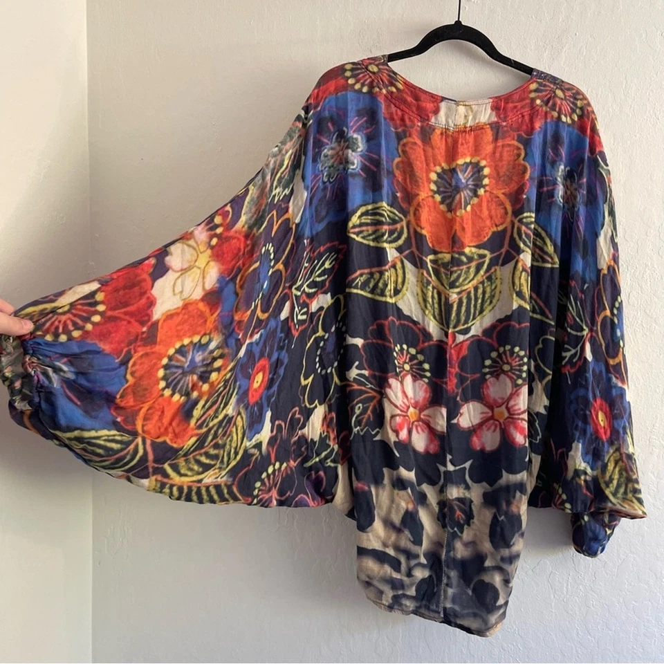 Free People Y2K Rare Floral Oversized Kimono Boho Bohemian One Size Dolman  - Image 3 of 4