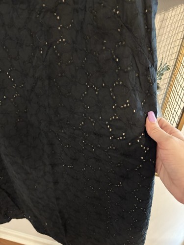 Ann Taylor Loft Womens Petite Black Eyelet Dress - Picture 3 of 4