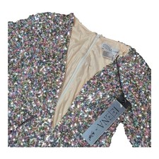 Ieena for Mac Duggal Women's 2 Multicolor Sequin V-Neck Long Sleeve Romper NWT