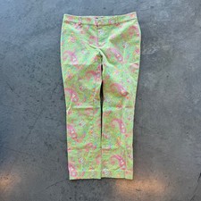 Vintage Y2k Polo Ralph Lauren Paisley Green Pink Chino Pants Women's Size 6