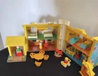 VINTAGE 1969 Fisher Price Little People Yellow Play Family House See Pics