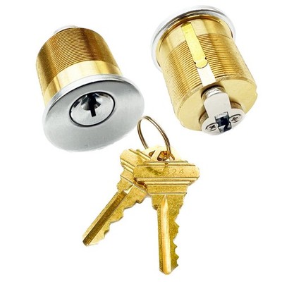 2 Pack Brass Mortise Door Cylinder Lock, 1-1/4'' Inch Length Keyed Standard SC...