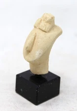 Small vintage Museum replica Cycladic Head Bust on black marble socle/base