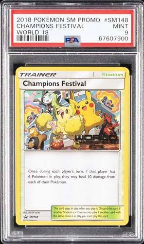 2018 POKEMON SM BLACK STAR PROMO WORLD 18 #SM148 CHAMPIONS FESTIVAL PSA 9
