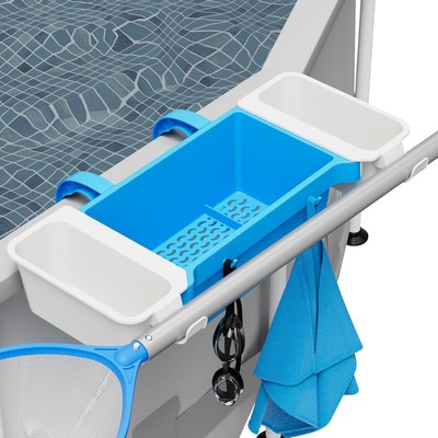 2025 XL Poolside Storage Basket with 2 Cup Holders Extra Large White 