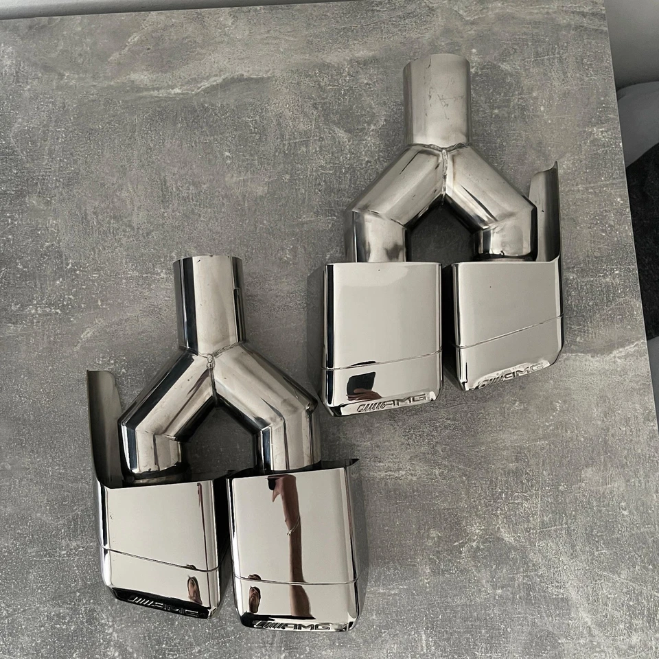 Exhaust Tail Pipe Trim For Mercedes Benz CLS E Class C219 C218 W212 W221 AMG - Image 2 of 4