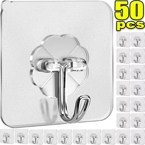5-50pcs Adhesive Sticky Hooks Heavy Duty Clear Wall Seamless Hooks Hangers USA