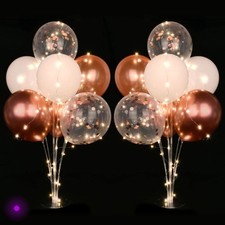 2Pcs Balloon Decor, Reusable Light Up Column Stand with 16 Balloons and 2 Lights