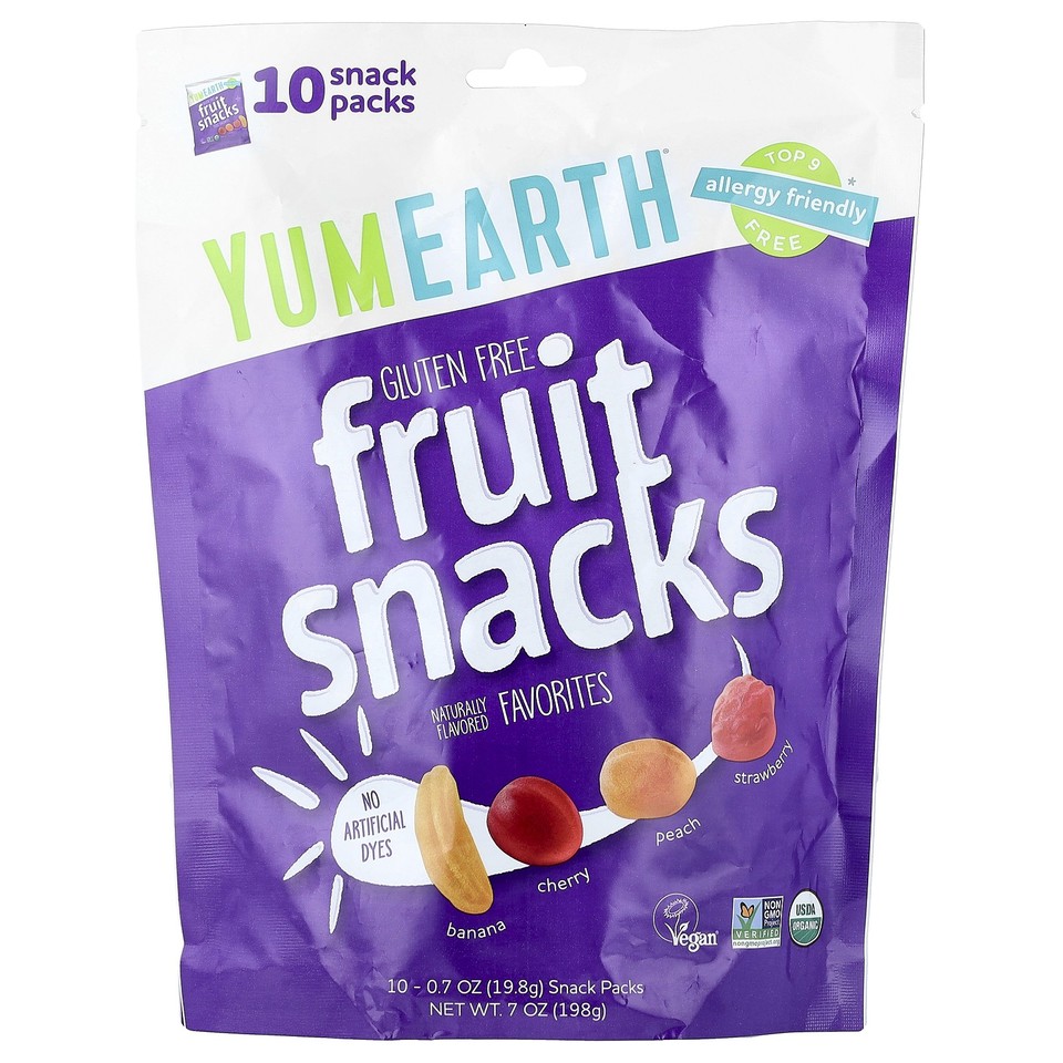 Gluten Free Fruit Snacks, Favorites, 10 Snack Packs, 0.7 oz (19.8 g) Each