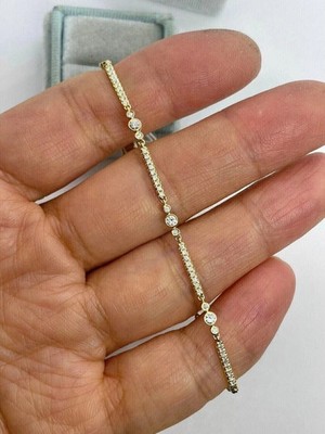 Tennis Bracelet 7.5'' 14K Yellow Gold Plated 7Ct Round Lab-Created Diamond Women