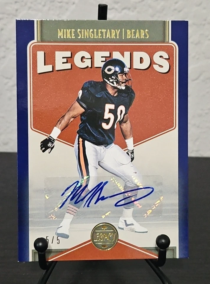 Mike Singletary 2022 Panini Legacy Legends Blue Auto 5/5 #123 Chicago Bears HOF - Image 3 of 4