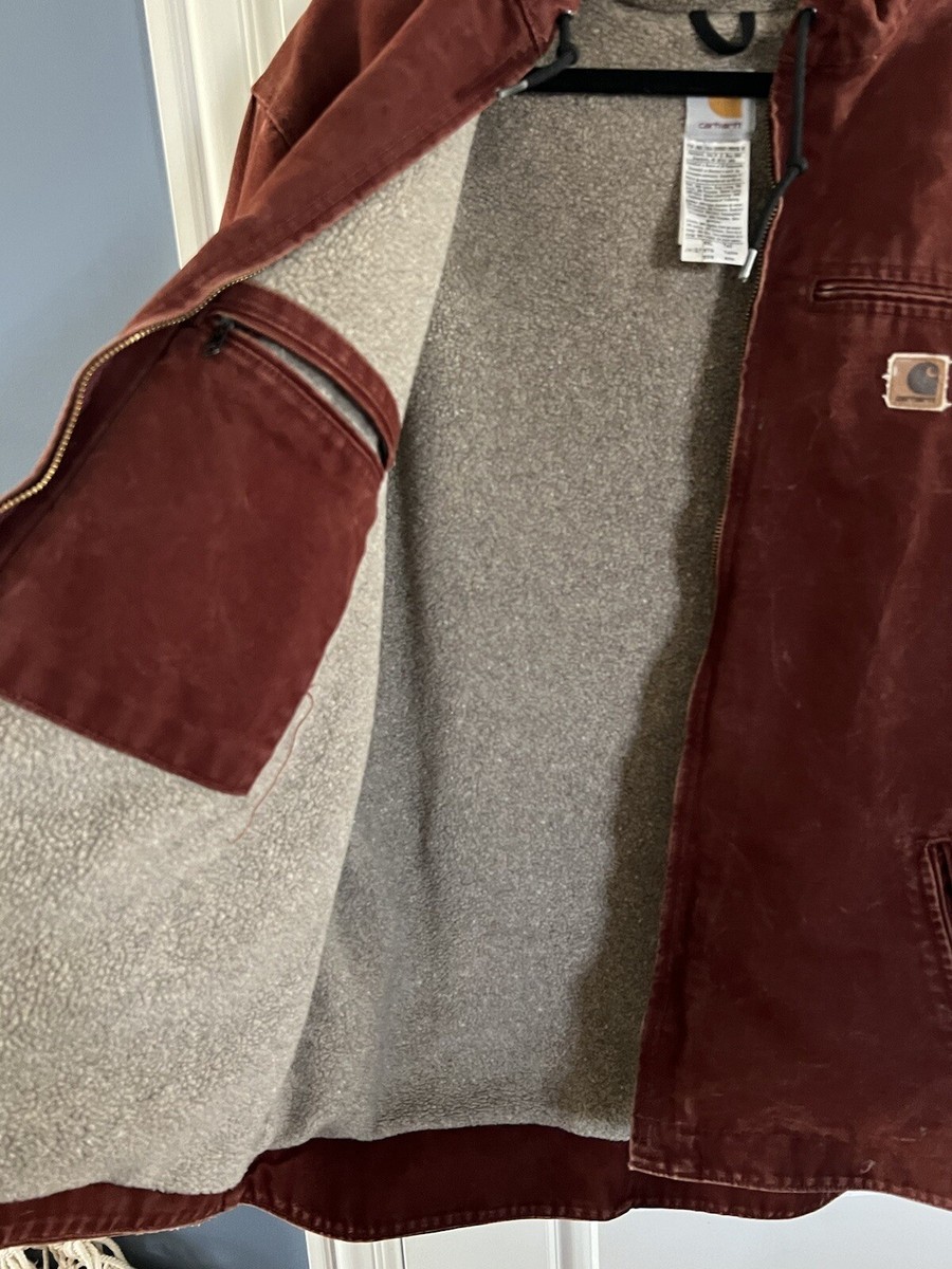 Vintage Carhartt J141-CLY Clay Hooded Work Jacket Burnt Red Vintage Carhartt J141-CLY Clay Hooded Work Jacket Burnt Red