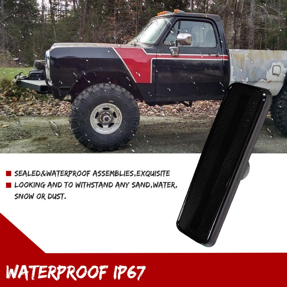 Kit de carcaça de luzes indicadoras frontais lentes fumê 2 peças para Dodge D100 D150 D250 - Imagem 4 de 4