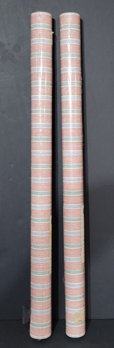 Borden Wallpaper Rolls NOS NEW Prepasted Striped 27 FT x 2.25 FT Wall-Tex 2 VTG - Picture 15 of 22