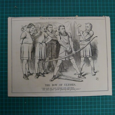 7x10'' Punch Cartoon 1875 DER BOGEN VON ULYSSES Liberale Parteiführung