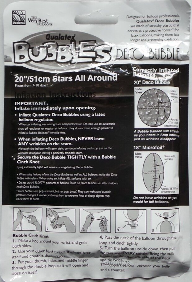 Qualatex Deco Bubble Stars 20"" (51cm) Clear for Professional Balloon Decorators