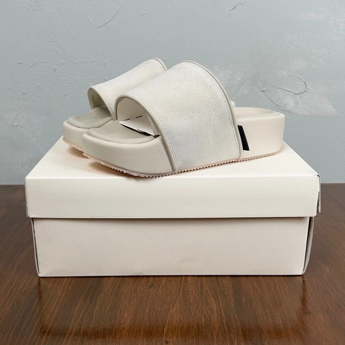 Adidas x Yohji Yamamoto nuove con scatola Y 3 in pelle bianca platform slide M 5 W 6 6 5 NUOVE