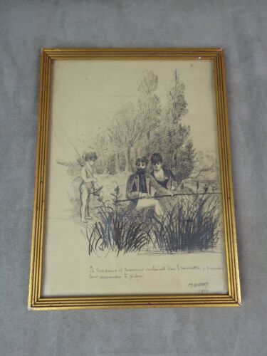 HUMOROUS DRAWING in ink, dated 1806 and signed Mr. Durand. - Picture 1 of 6