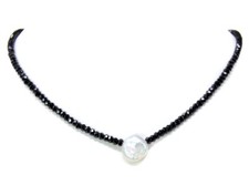 Spinell Halskette  Collier  mit echte Barockperle und 925er Silberverschluss