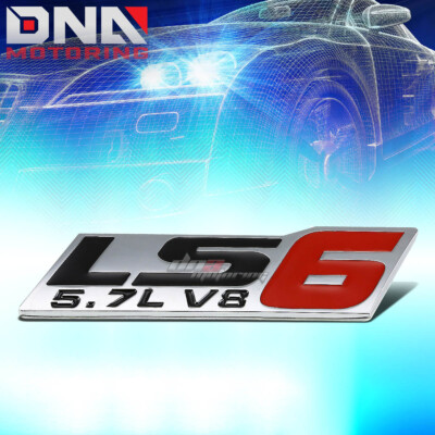 DNA Motoring 5.7L Chrome/Red Metal Body Emblem Badge - 3D Stick On Trim - View #2