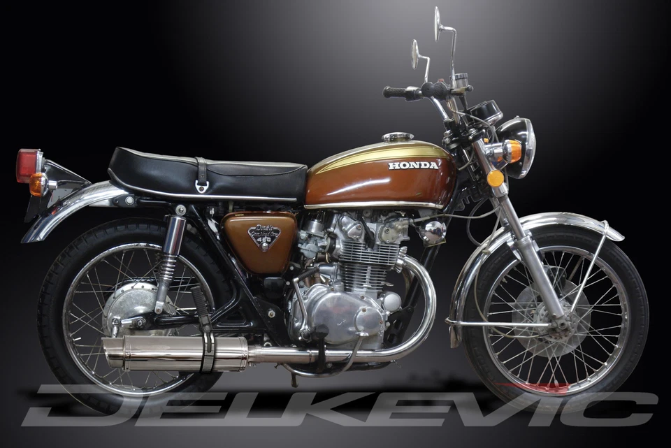 Kit silenciador escape redondo de acero inoxidable Honda CB450 K3-K7 1970-1974 deslizable 14" Foto 4 de 4