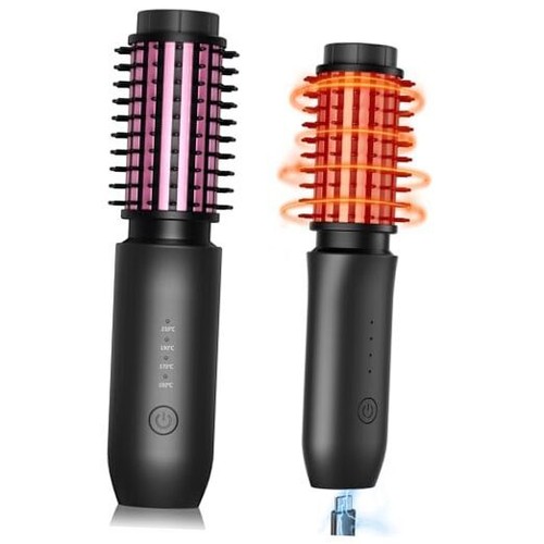 Cordless Hair Straightener Brush for Travel - Portable Straightening Brush,