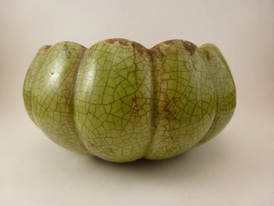 Китайский зеленый зубчатый горшок или чаша с трещинами глазурь - Изображение 4 из 4